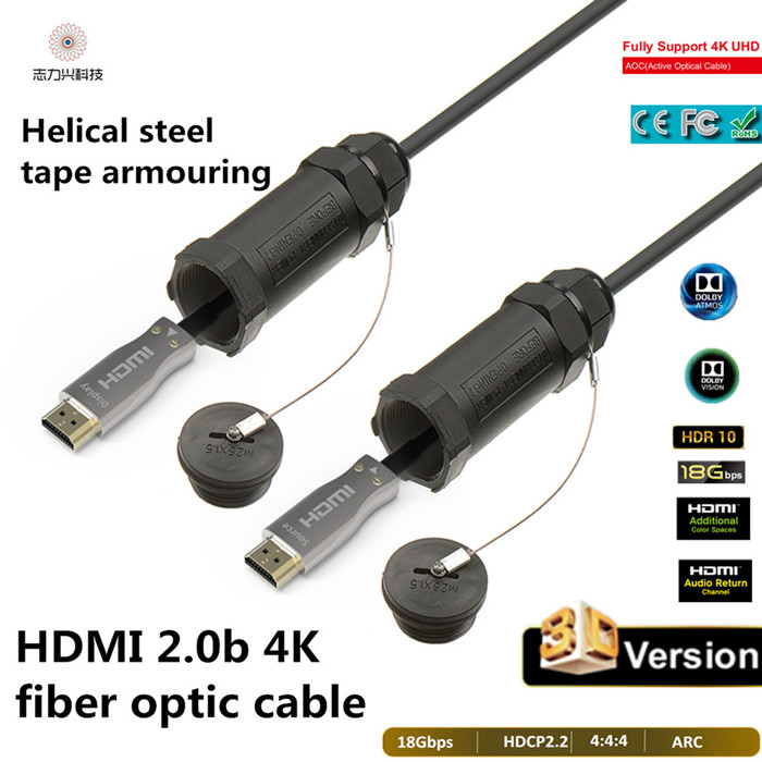 90 Meters Best Fiber Optic Hdmi Cable 4k 60fps Hdmi 2.0b Armoured Cable