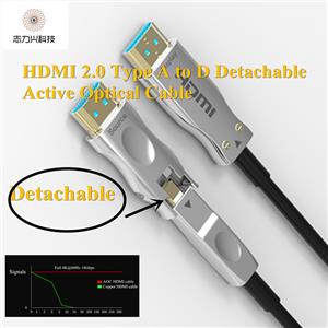 80 Meters Hdmi 2.0 Type D To Type A Detachable Cable Support 4K HDR