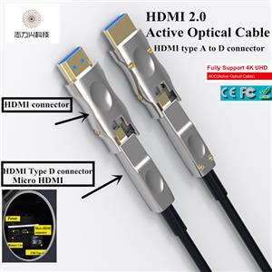 90M Long Hdmi 2.0 Type A To Micro D Hdmi Both Sides 4K Detachable Cable