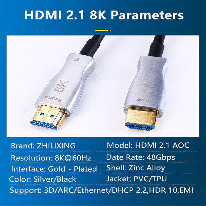 10 Meters Certified Hdmi 2.1 8K Fiber Cable Support 48gbps 60hz