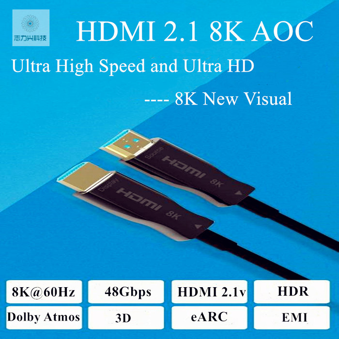 40 Meters Long Hdmi 8k 48gbps Active Fiber Optic Cable Support HDR 144hz