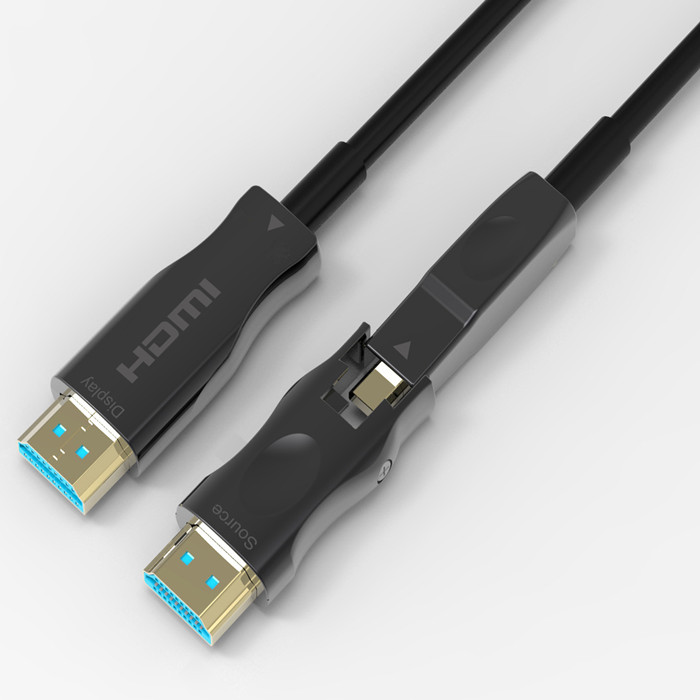 20 Meters 8K Micro Hdmi To Hdmi 2.1 Single Side Detachable Optical Cables