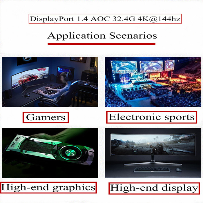 90 Meters Displayport 8k 144hz Monitor Display Port 1.4 AOC Cables