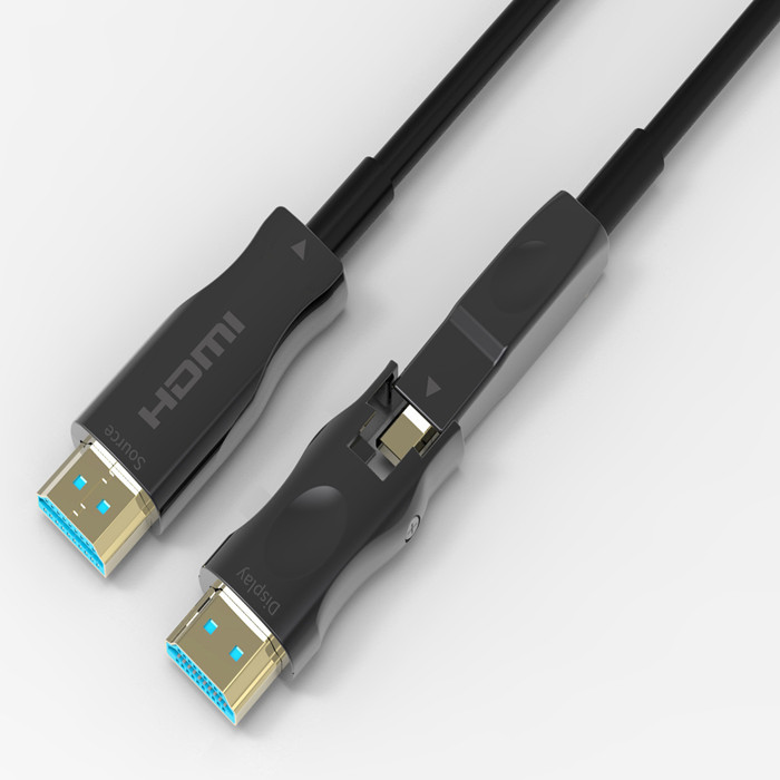 60 Meters Hdmi Type D To Hdmi 2.1 Detacbable Fiber Optic 8K 60hz Cable