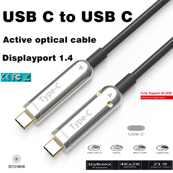 10 Meters USB C To C Active Optical Cable Support 4K*2K@60Hz 21.6G 5V