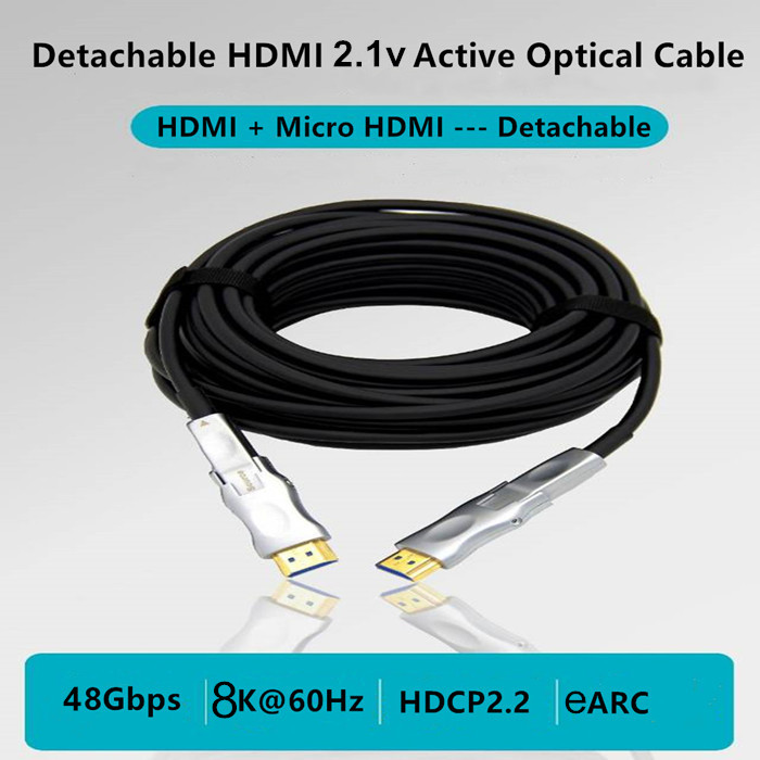 30 Meters Hdmi 2.1 Type A To D Both Sides Detachable Gaming Cable With ARC
