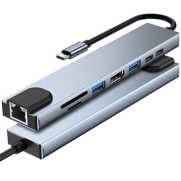 TYPE-C To HDMI+RJ45+USB3.0*1+USB2.0*1+PD+SD+TF +Type-C Data