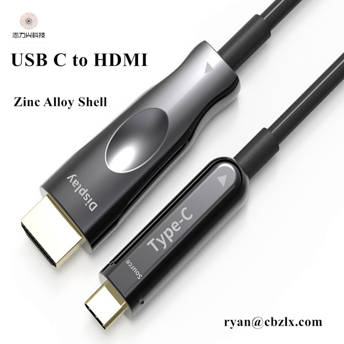 40 Meters USB Type C To HDMI Male Fiber Cable Support 4K*2K@60Hz
