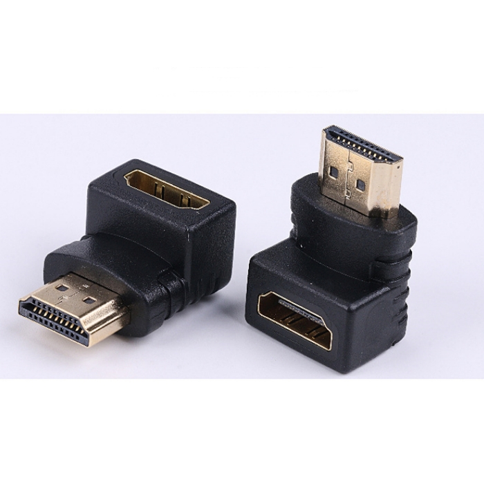 HDMI A female-A male 90° gold-plated adapter
