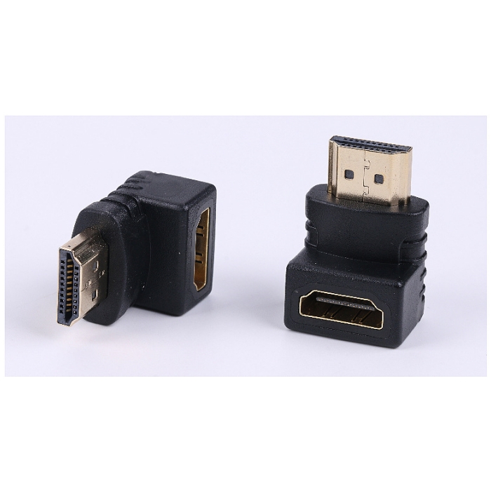 HDMI A female-A male 90° gold-plated adapter