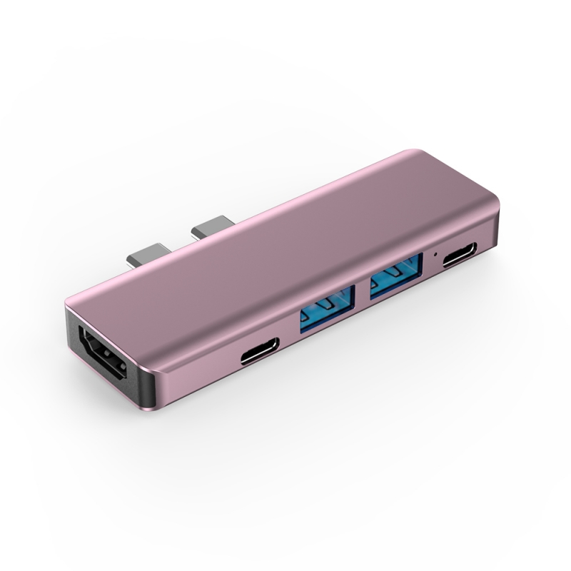 Dual TYPE-C to HDMI+USB3.0*1+USB2.0*1 Pink