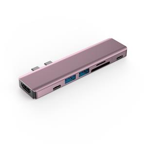 TYPE-C to HDMI+USB3.0*1+USB2.0*1+SD+TF+PD+USB-C pink