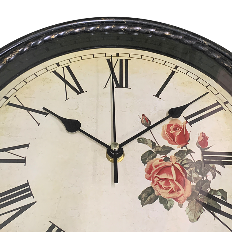 Classic Roman numerals and Retro roses wall clock Factory