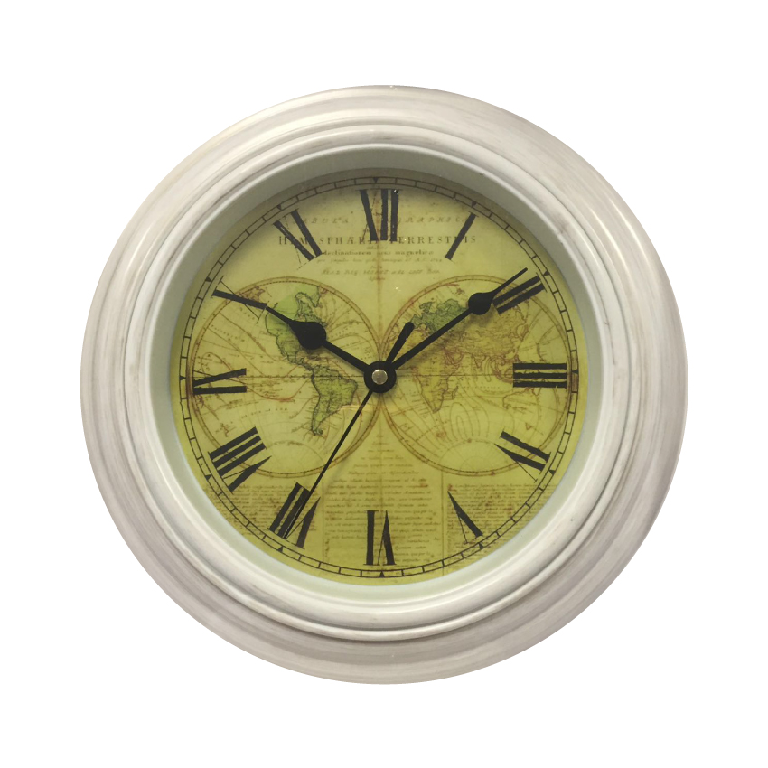 Brown or white Metal Analog wall Clock with Antique Dial