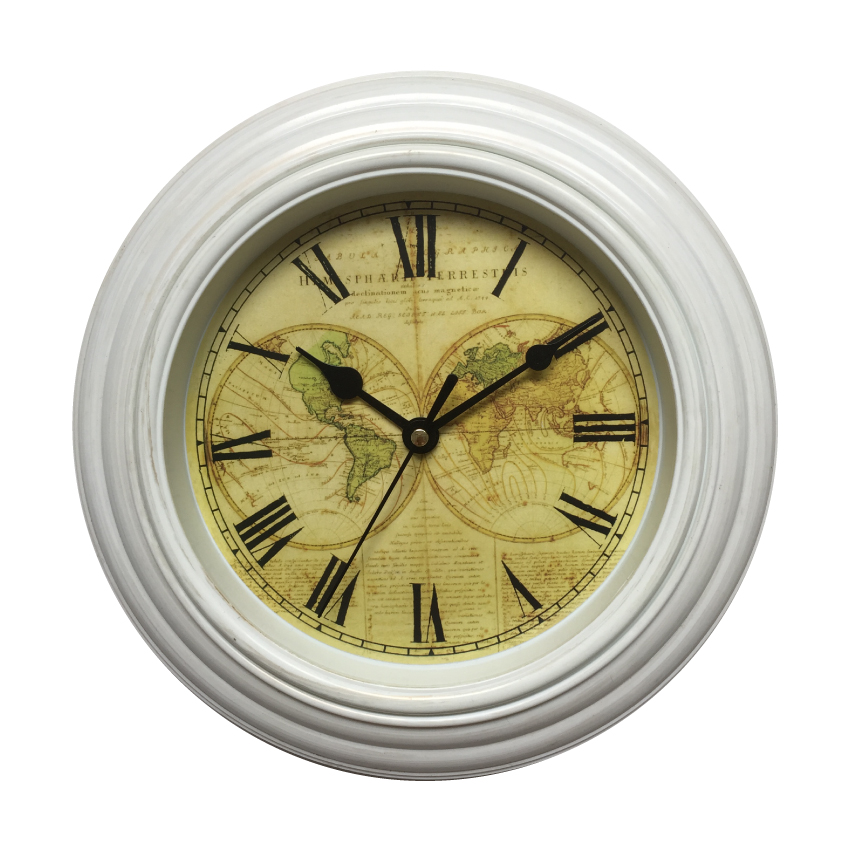 Brown or white Metal Analog wall Clock with Antique Dial Factory