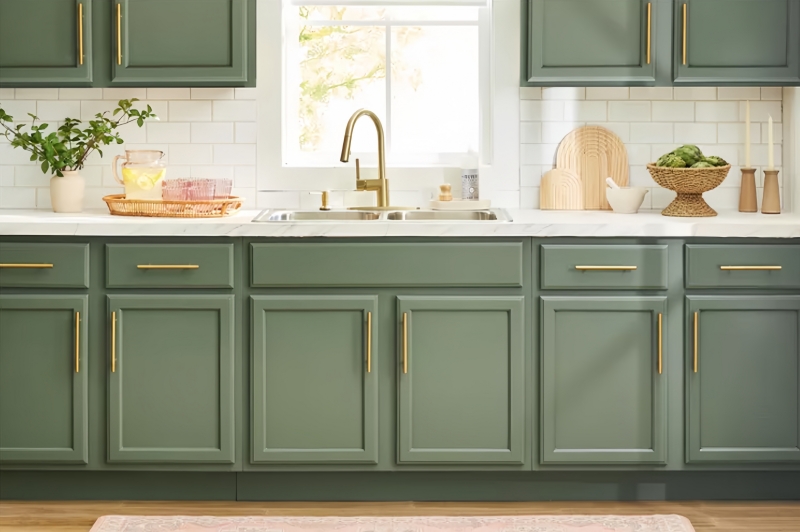 Green Shaker Kithchen Cabinets