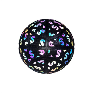 Holographic Glowing Reflective Dark Basketball