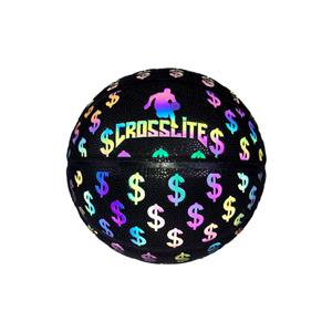 Holographic Glowing Reflective Dark Basketball