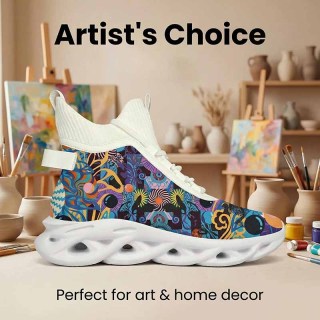 Custom Design High-Top Abstract Print Chunky Sole Fashion Sneakers