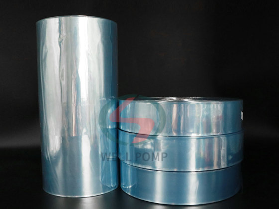 pvc shrink label film blue product sleeve packaging