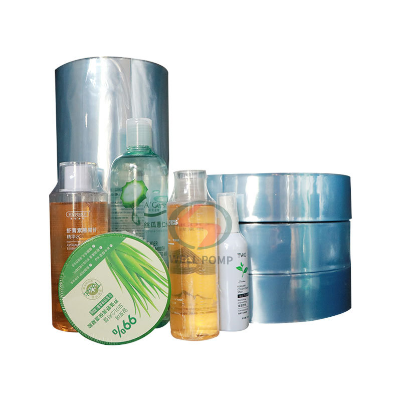 pvc shrink label film blue product sleeve packaging