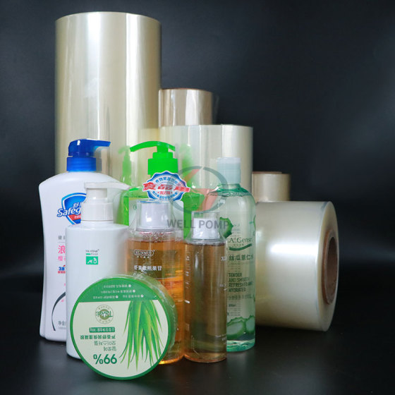 pof heat shrink folding film packaging plastic bottle label