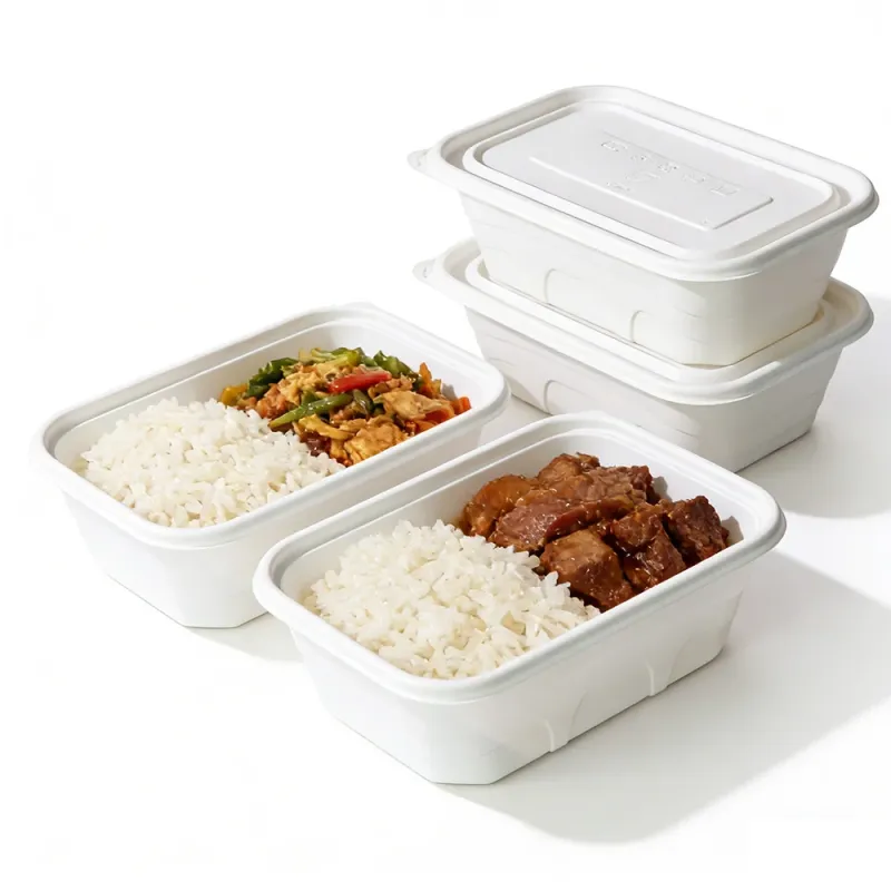 100% Compostable 750ml 1000ml Square Lunch Boxes