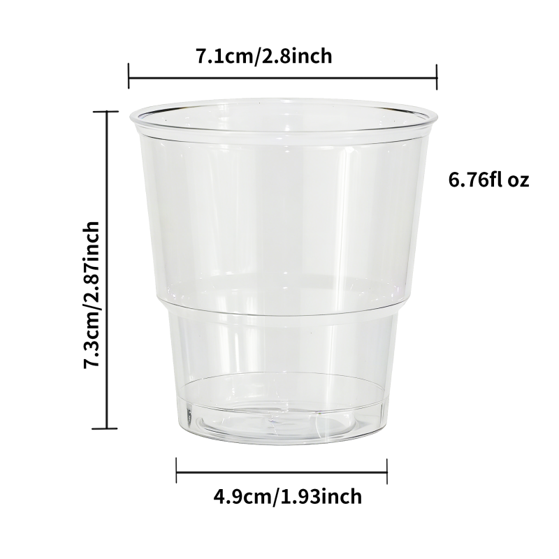 Premium 6.76oz Clear PET Hard Plastic Cold Cups