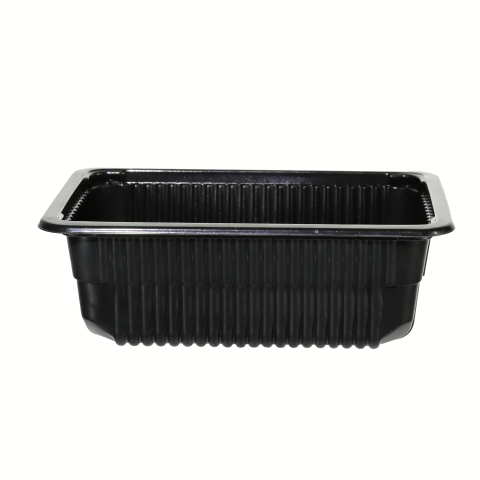 Premium Black PP Ribbed Food Packaging Tray