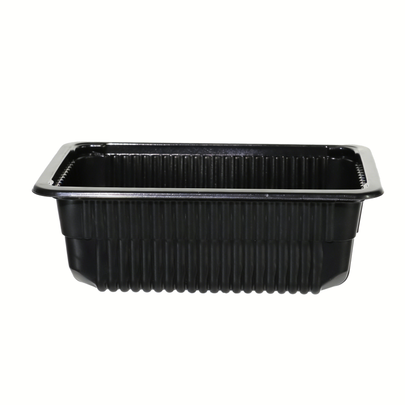 Premium Black PP Ribbed Food Packaging Tray
