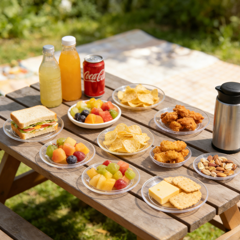 Clear 4.45 inch Disposable PET Round Plastic Party Plates