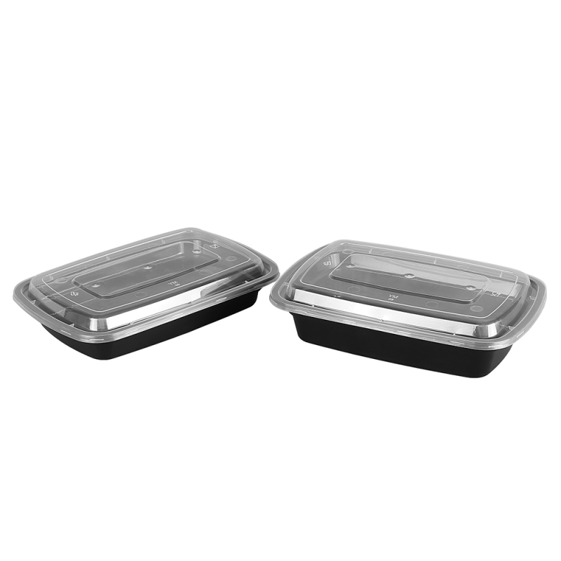 Premium Disposable Microwave Safe Black Plastic Food Containers with Lids