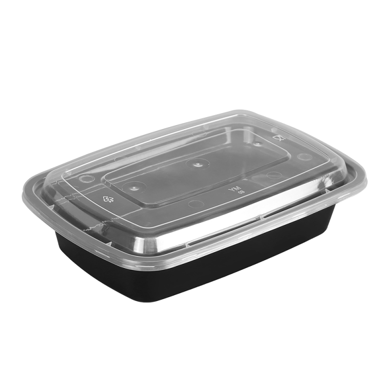 Premium Disposable Microwave Safe Black Plastic Food Containers with Lids