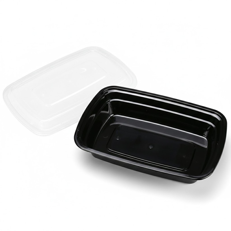 Premium Disposable Microwave Safe Black Plastic Food Containers with Lids