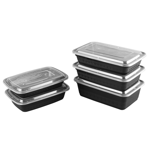 Premium Disposable Microwave Safe Black Plastic Food Containers with Lids