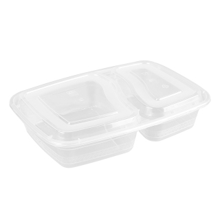2-Compartment Clear Bento PP Lunch Box with Lids