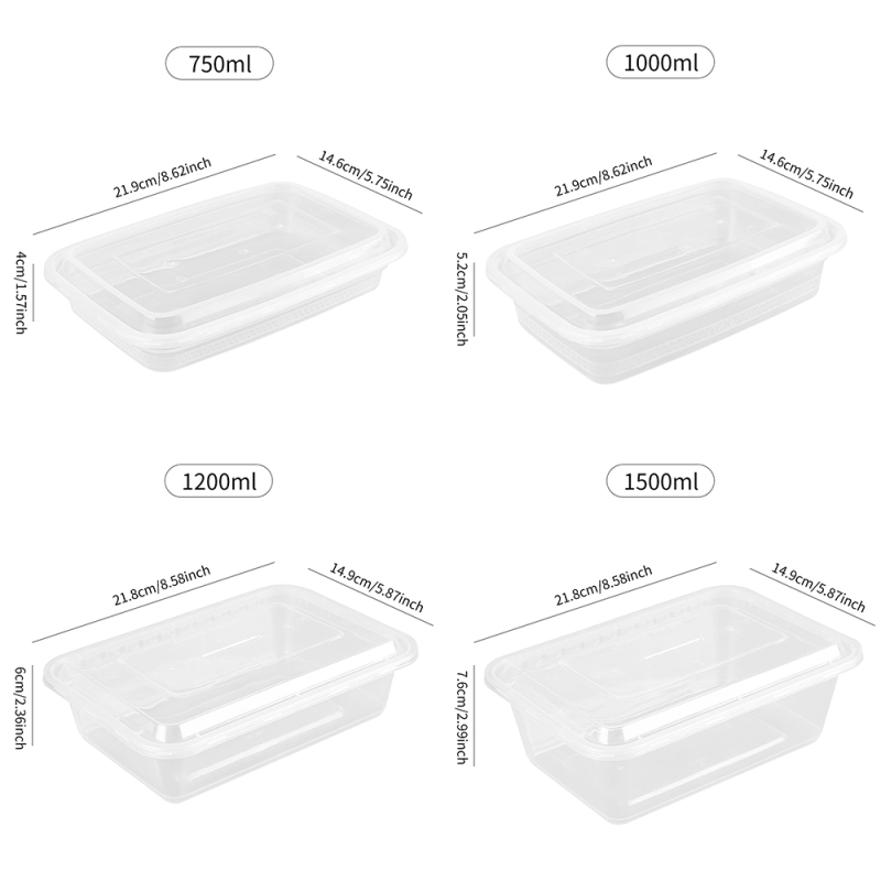 Leak-Proof Clear Rectangular Takeout Containers