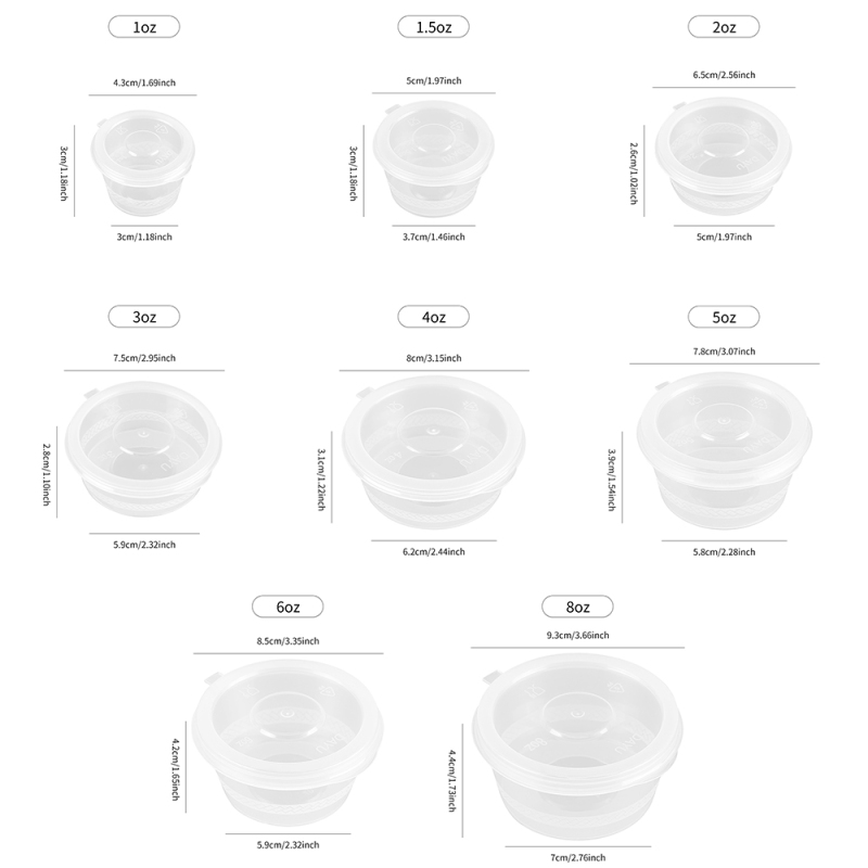 أكواب صلصة بلاستيكية من البولي بروبيلين مانعة للتسرب للاستخدام مرة واحدة