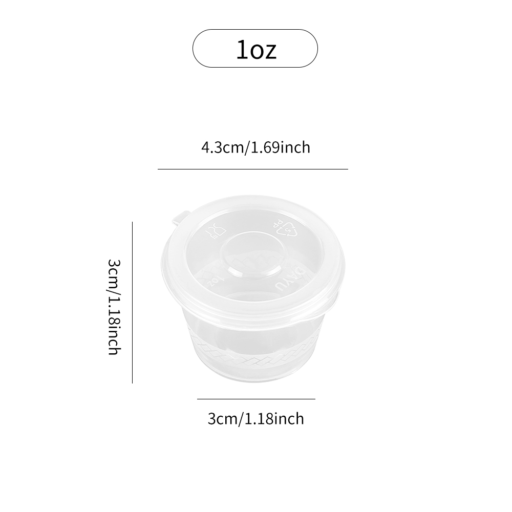 Clear PP Condiment Containers with Attached Lids
