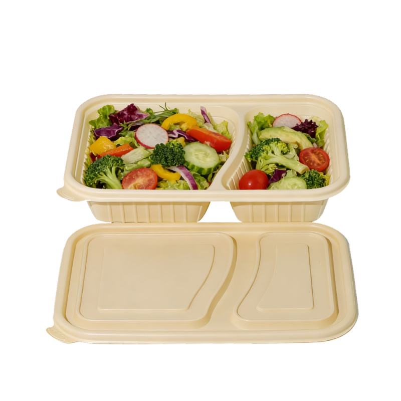 Biodegradable 2-Cell Cornstarch Bento Lunch Box