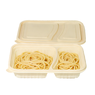 Biodegradable 2-Cell Cornstarch Bento Lunch Box