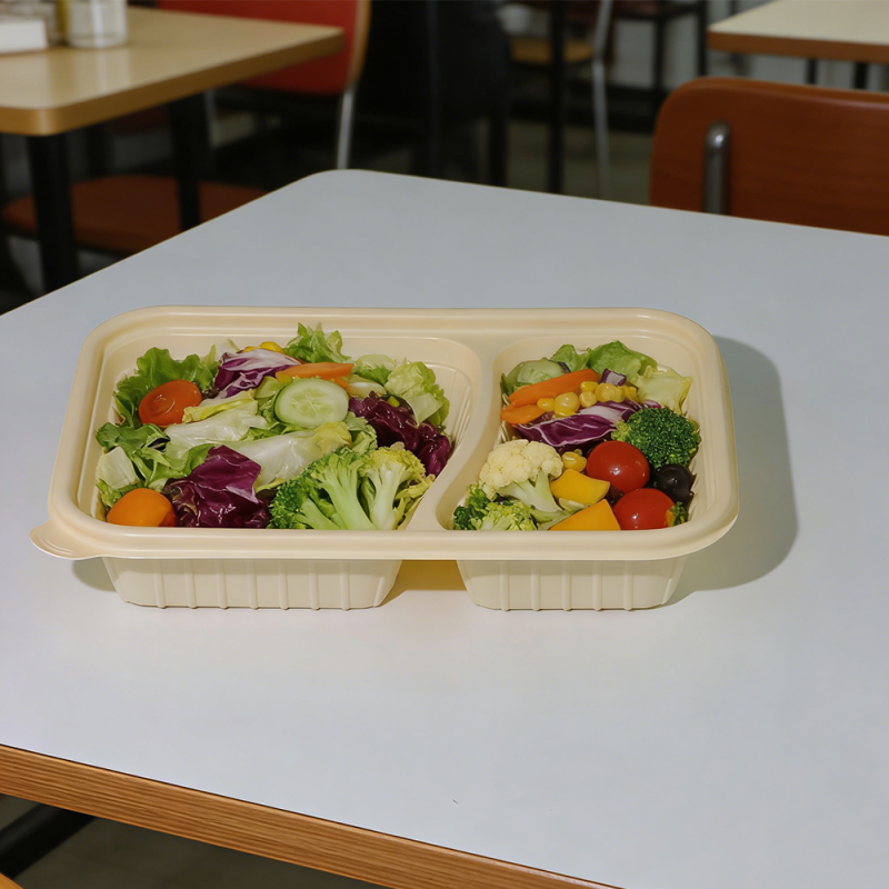 Biodegradable 2-Cell Cornstarch Bento Lunch Box