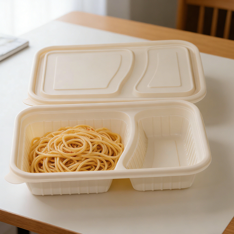 Biodegradable 2-Cell Cornstarch Bento Lunch Box