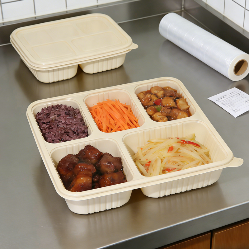 Biodegradable 1000ml 5-Section Cornstarch Food Box