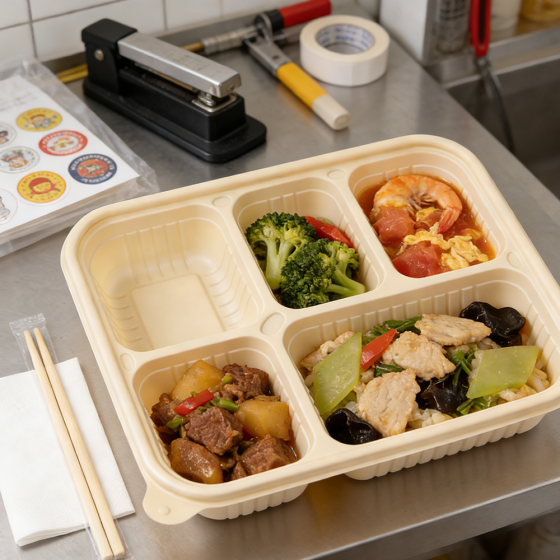 Eco-Friendly Cornstarch Multi-Compartment Box