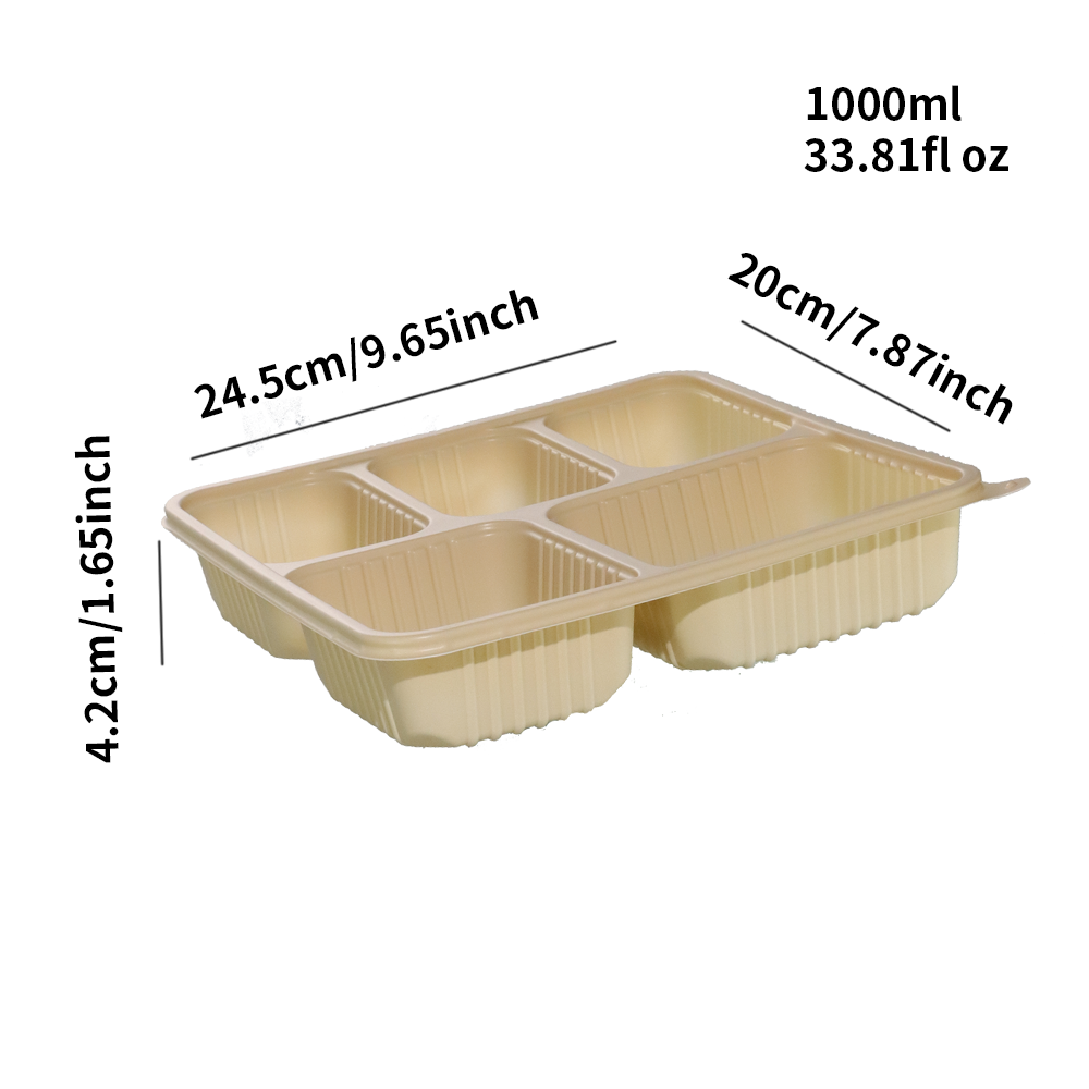 Eco-Friendly Cornstarch 5-Compartment Meal Prep Containers