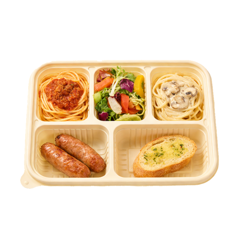 Sustainable 5-Compartment Cornstarch Takeout Box