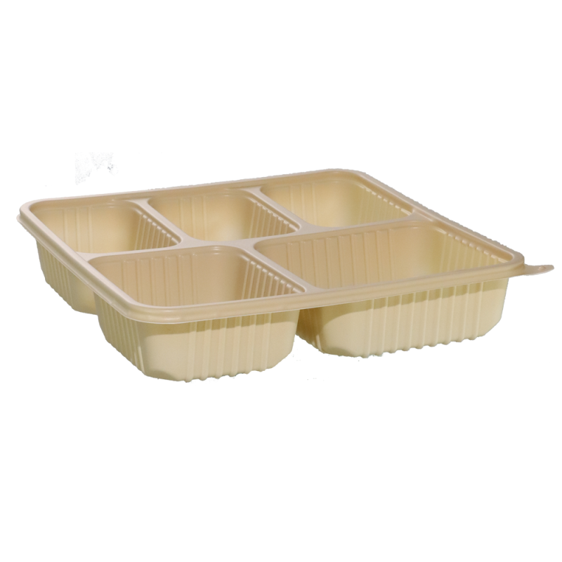 Sustainable 5-Compartment Cornstarch Takeout Box