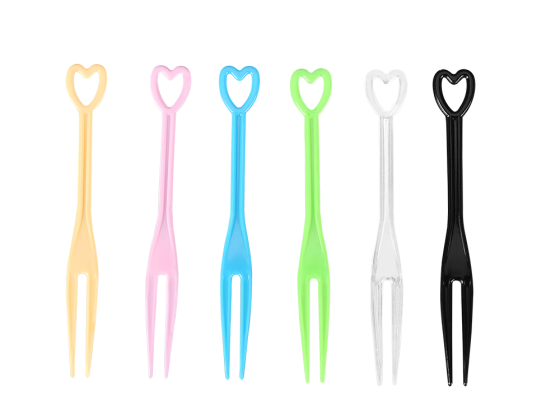 Vibrant Heart-Shaped PS Fruit Forks for 2026