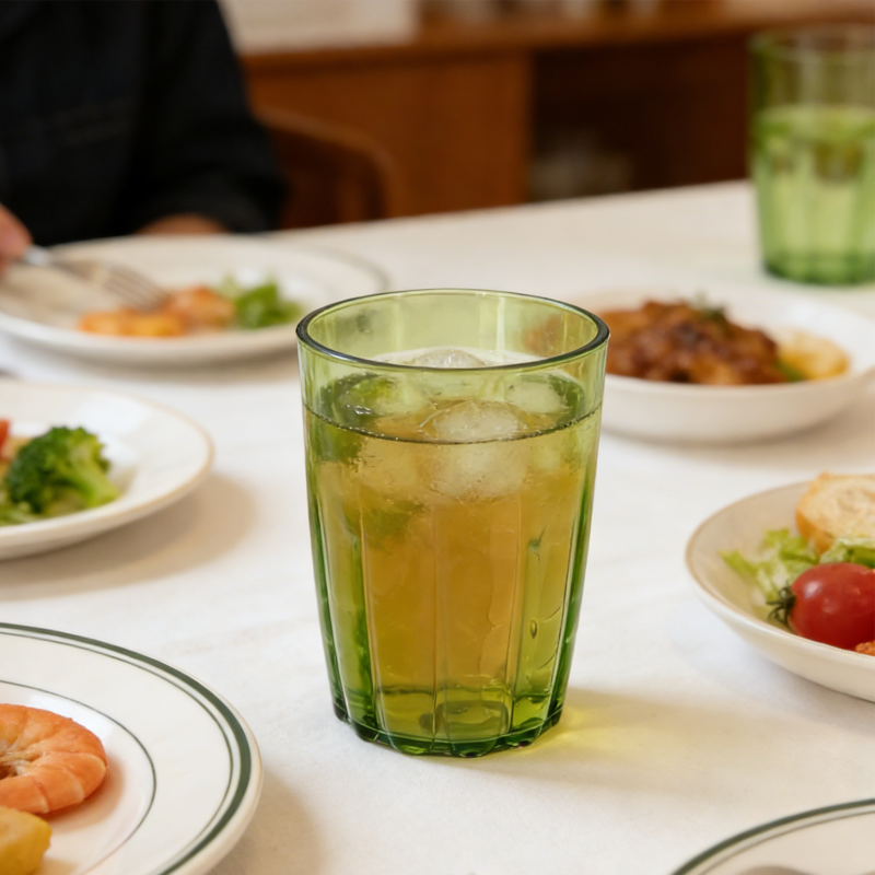 Durable Green Faceted Polycarbonate Cup